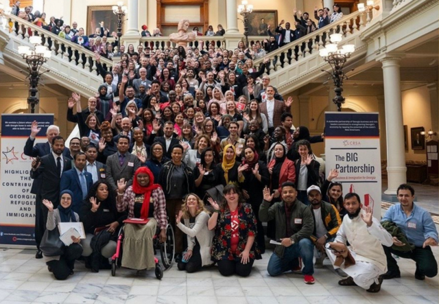 A group photo on the Georgia State Capitol steps.