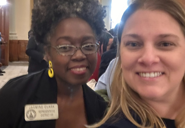 GA House Rep. Jasmine Clark and IRC staff member Amanda Paniagua