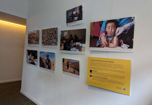 The IRC's photo exhibit at the 2024 European Humanitarian Forum showcasing climate change in Afghanistan