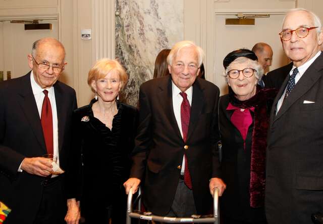 Mort Abramowitz, Cynthia Whitehead, John Whitehead, Sheppie, and Bob DeVecchi pose for a photo together.