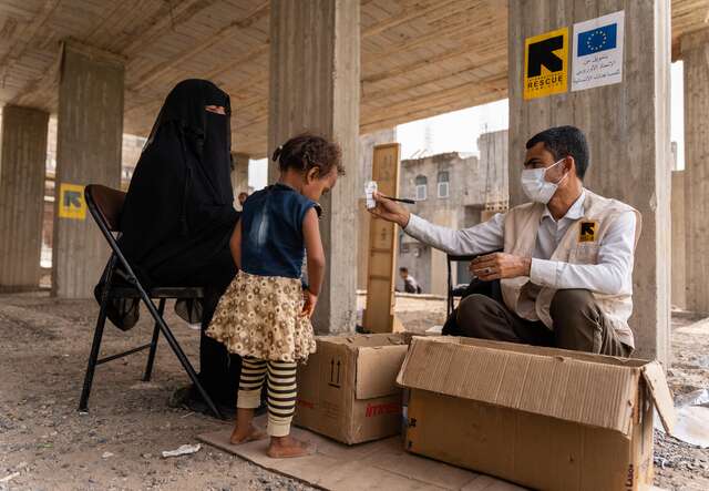Asriya visits the IRC mobile health clinic in 2024 to get her prescription medication for her health conditions.