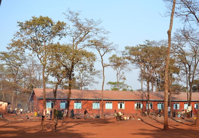 This school was recently vacated and families were moved to tents so that classes can resume.