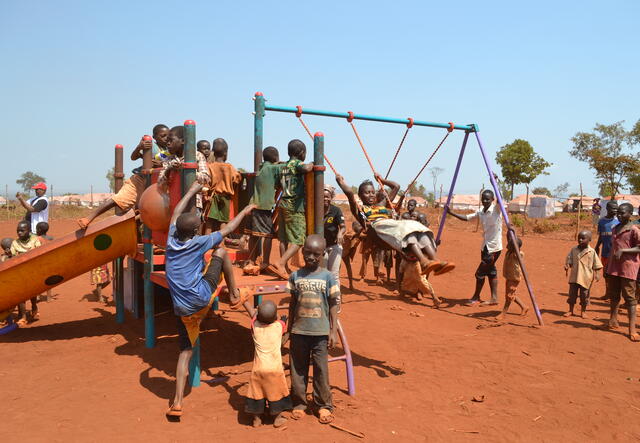 In Nyarugusu, the IRC has created several child friendly spaces where uprooted children can play, make friends and start to recover from the trauma they have experienced.