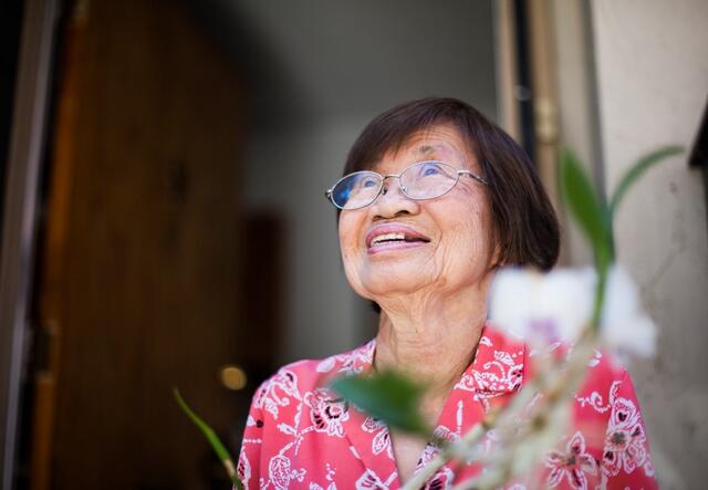 Lieu Thi Dang outside her home in San Jose, California