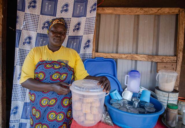 Jemimah Sadia, founded Togoletta women’s rights activist group in Bidi Bidi camp in Uganda. The IRC are now supporting Togoletta remotely through phone sessions. 