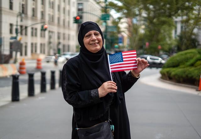 Iraqi refugee Maha resettled in New York six years ago. 