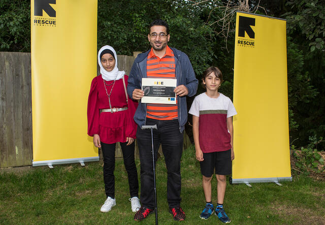 IRC RISE client Khalil with his son Ahmad and daughter Sidra.