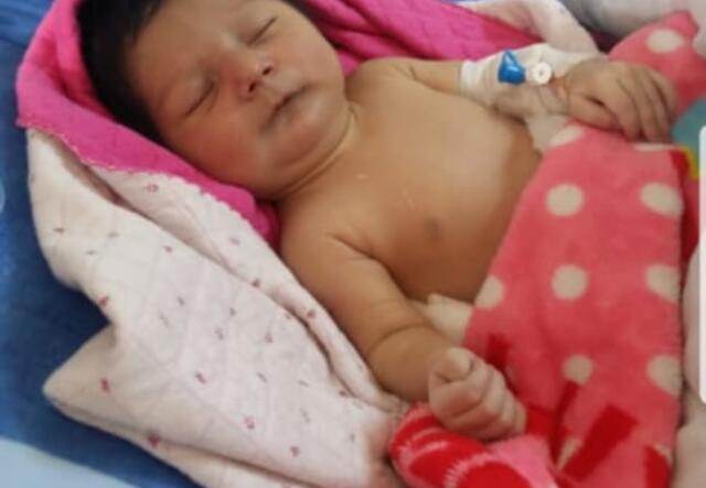 Baby Nasrin in hospital in Iraq.