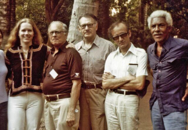 Bayard Rustin stands with with members of the IRC Citizens Commission. 