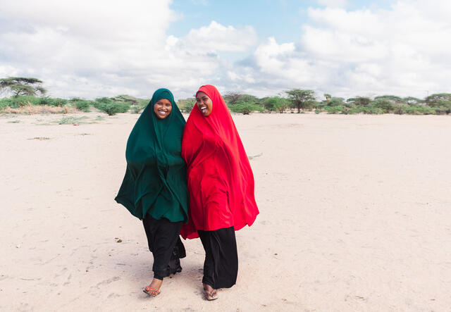 Nasro walking with her friend in Dadaab refugee camp Photo: Martha Adams