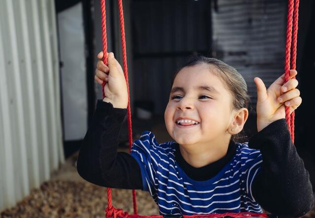 Five-year-old Hiba is full of energy and laughter. 