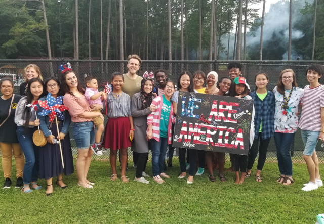 IRC Youth Futures students, Refugee Voice Nuam San, and IRC staff with Clarkston Mayor, Ted Terry.