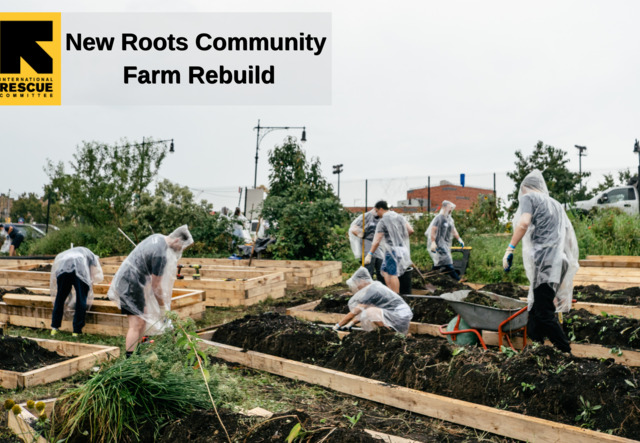 Community members rebuilding the plant beds.