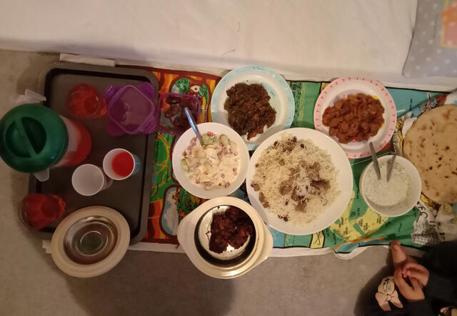 An Iftar meal set on a table