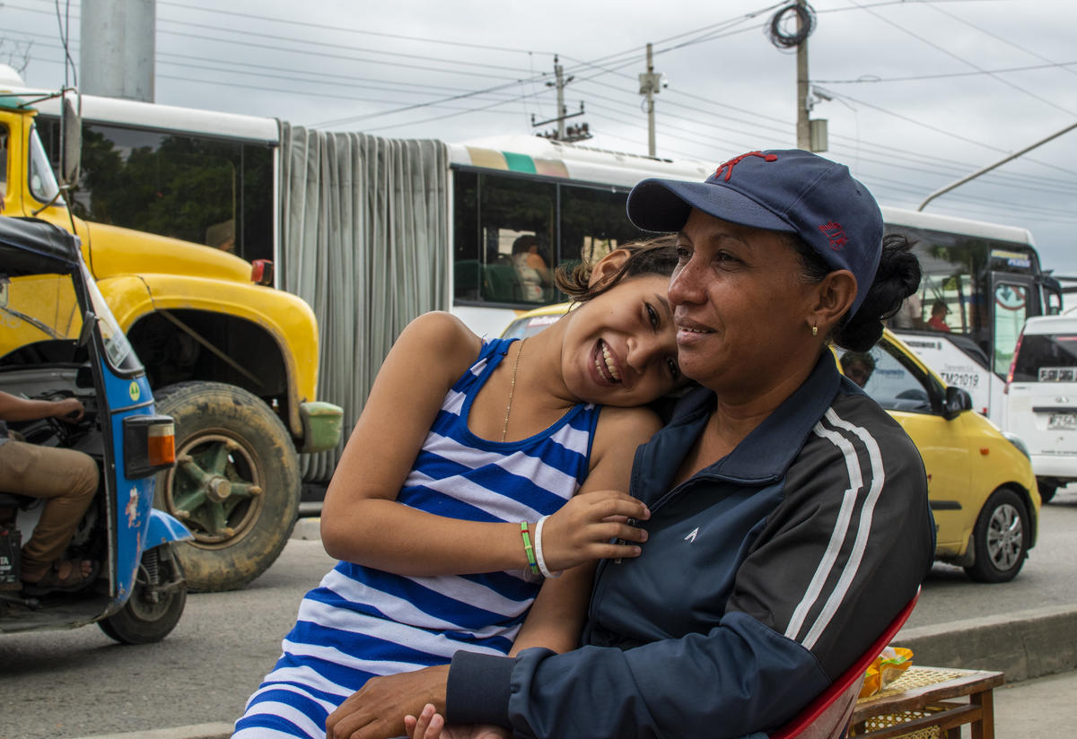 Karina with her 10-year-old daughter Geicelis
