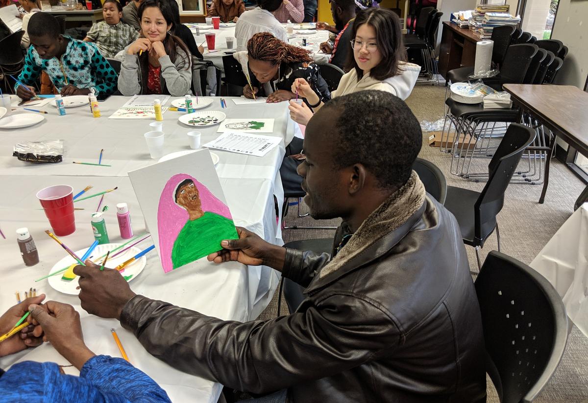 Students paint portraits of the important women in their lives. Students paint portraits of the important women in their lives.
