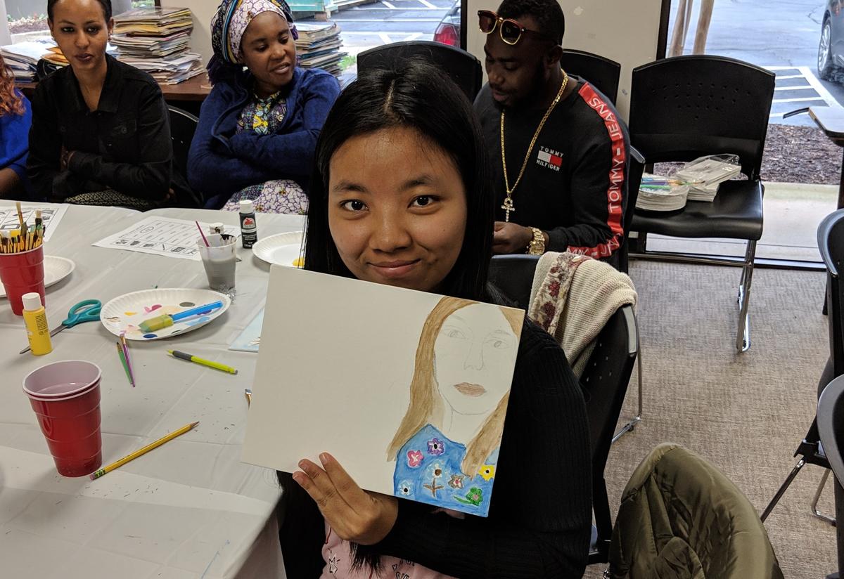 Students paint portraits of the important women in their lives. Students paint portraits of the important women in their lives.