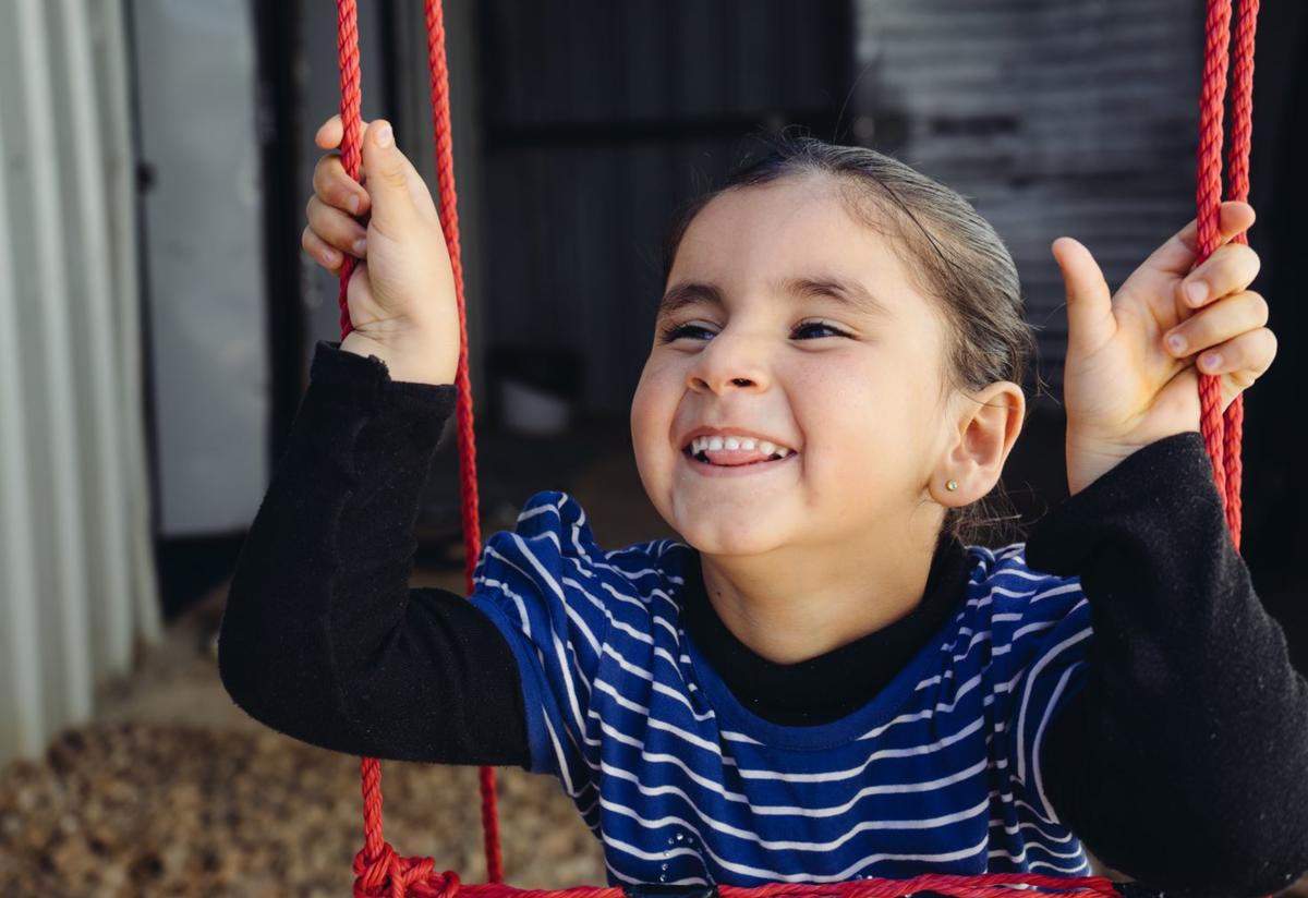 Five-year-old Hiba is full of energy and laughter. Five-year-old Hiba is full of energy and laughter.