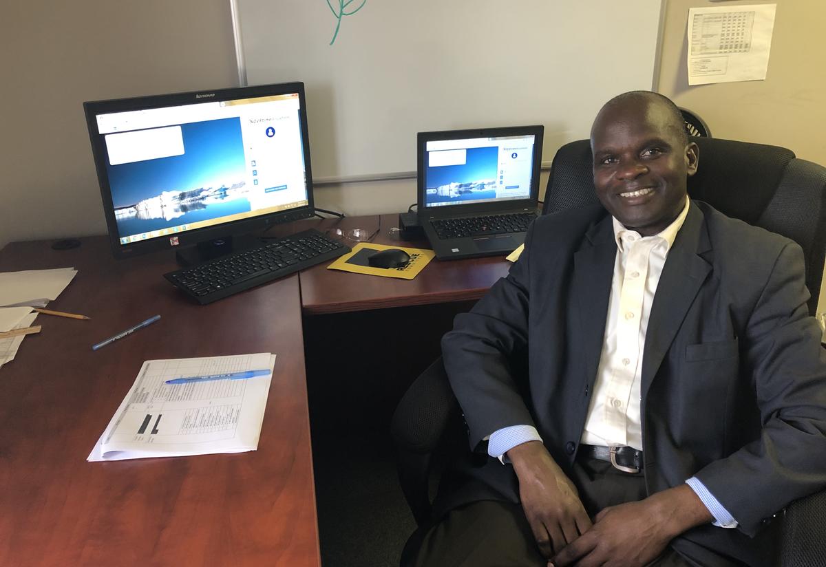 Gedeon in his office at the IRC in Wichita.