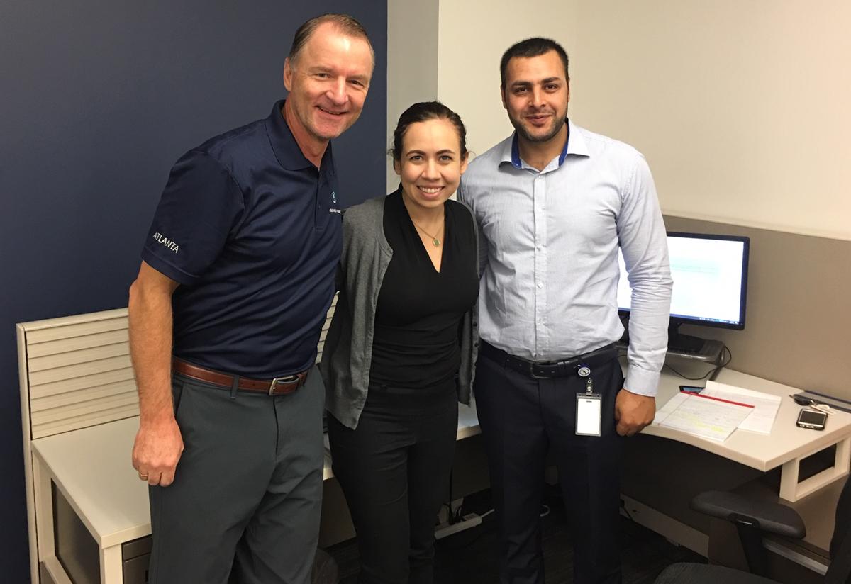 Ahmad (right) with Kuehne + Nagel Southeast Regional Vice President, Jürgen Gentzke, and IRC Career Development Coordinator, Lauren Bowden.
