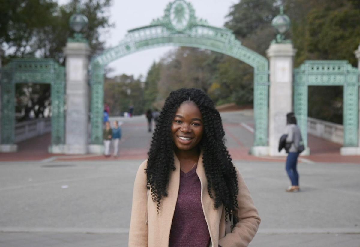 Torbertha Torbor Torbertha Torbor poses in front of UC Berkeley