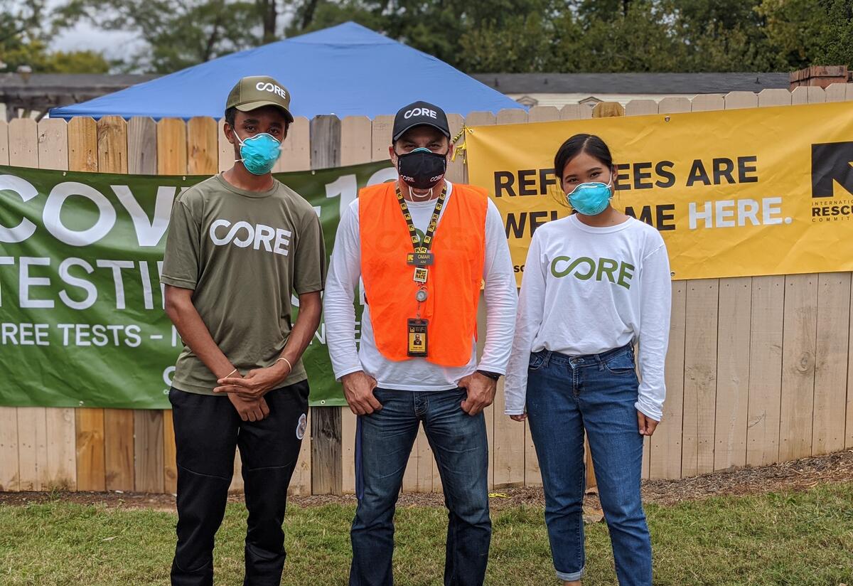 Our Healthcare Heroes—Robel, Omar and Christy at one of our Clarkston testing sites.