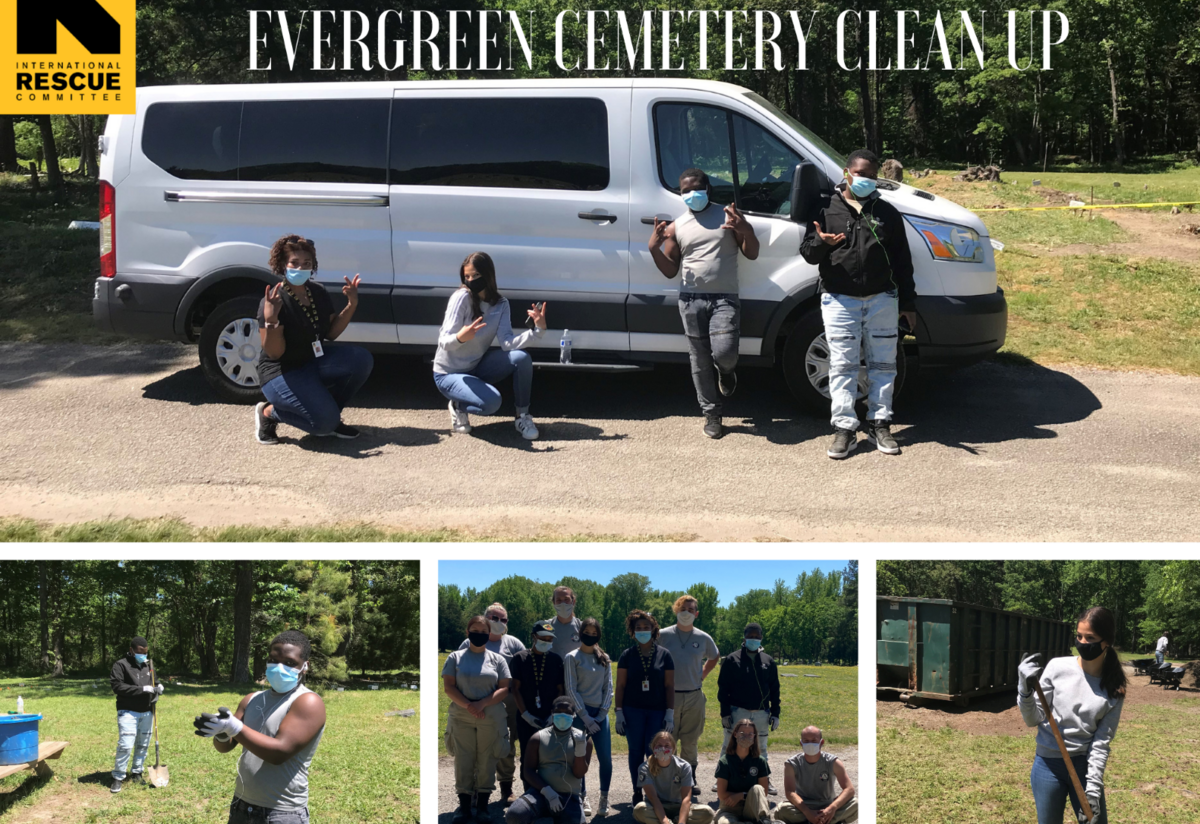 IRC Richmond Youth Mentoring Program members help to restore historic African American Evergreen Cemetery.