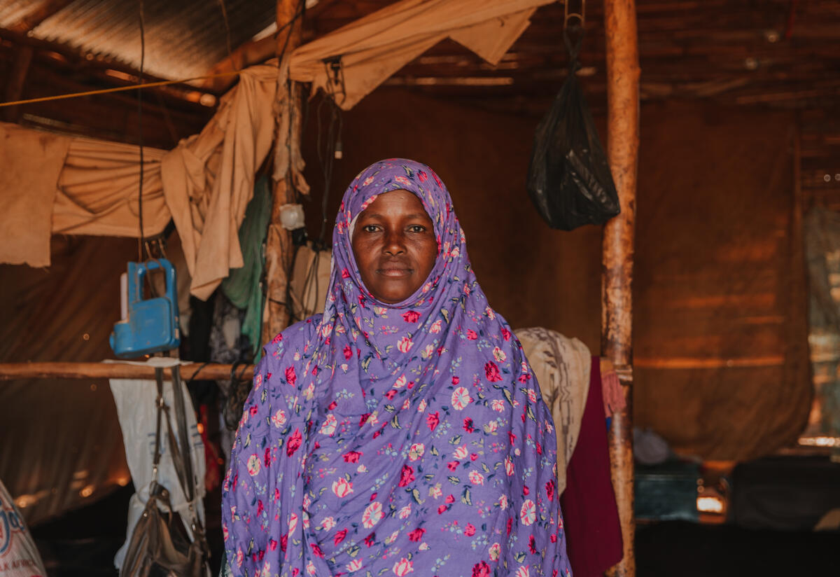 Halima raises awareness of the rights of women and girls in Helowyn camp in Ethiopia. There are 4.2 million people internally displaced in Ethiopia. Halima poses for the camera.