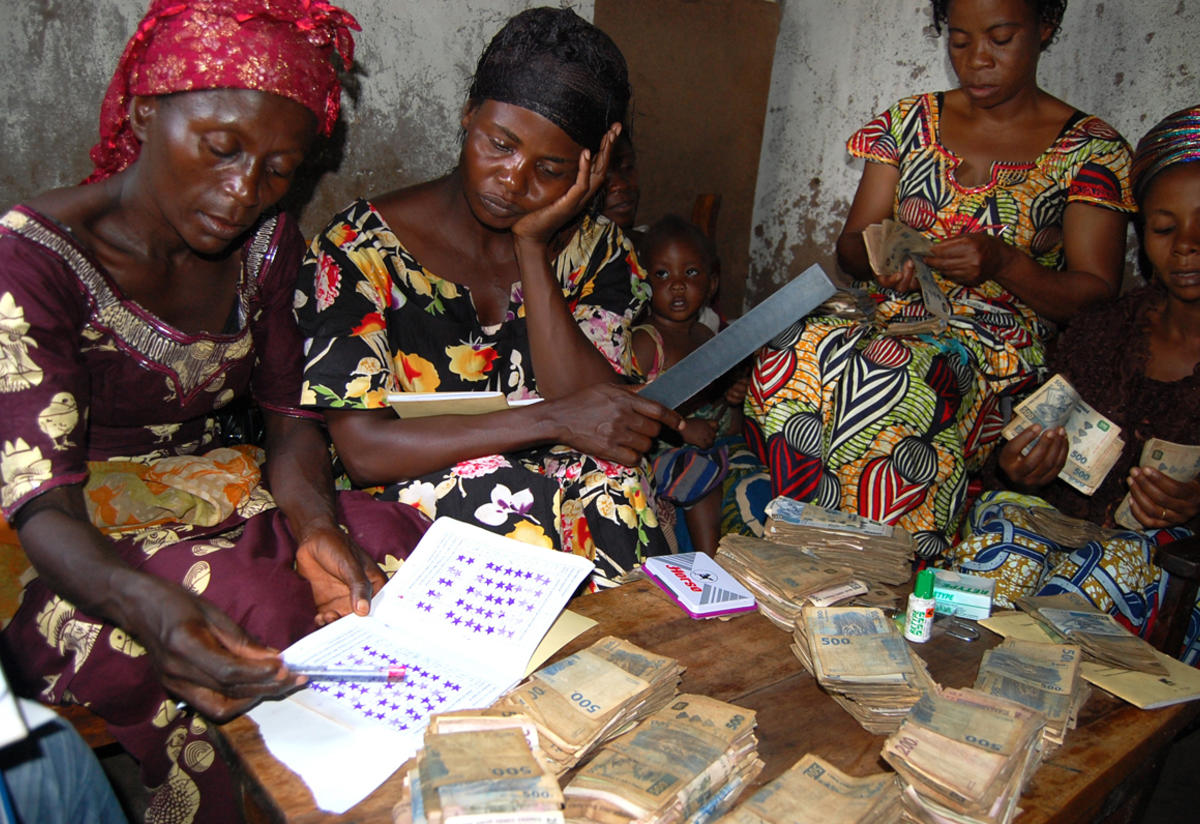 Women in South Kivu at a village savings group