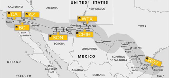 Program Visit in Mexico and Phoenix,Arizona - Cross Border Approach Map