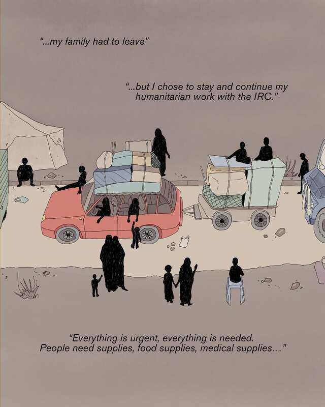 Displacement comic strip 