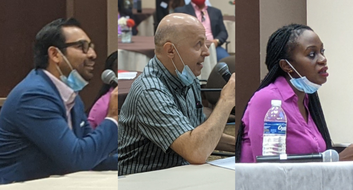 Panelists Jaime Rangel, Dr. Riad Sayegh, and Joyeuse Muhoza shared personal testimony of their lived experience facing barriers to entering the workforce as foreign-born Georgians, including licensing and education access.