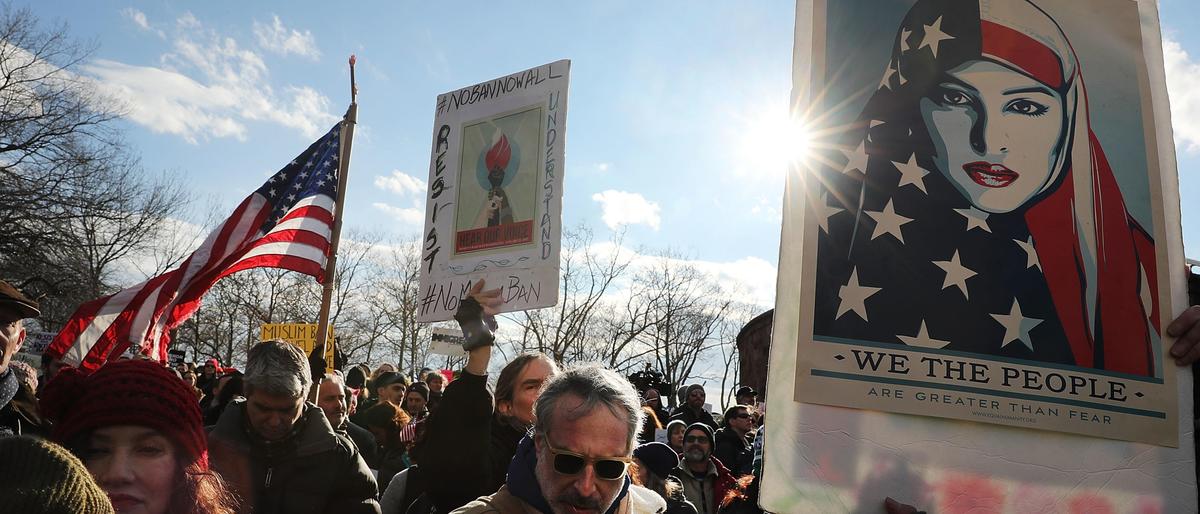 Americans protest the Travel Ban.