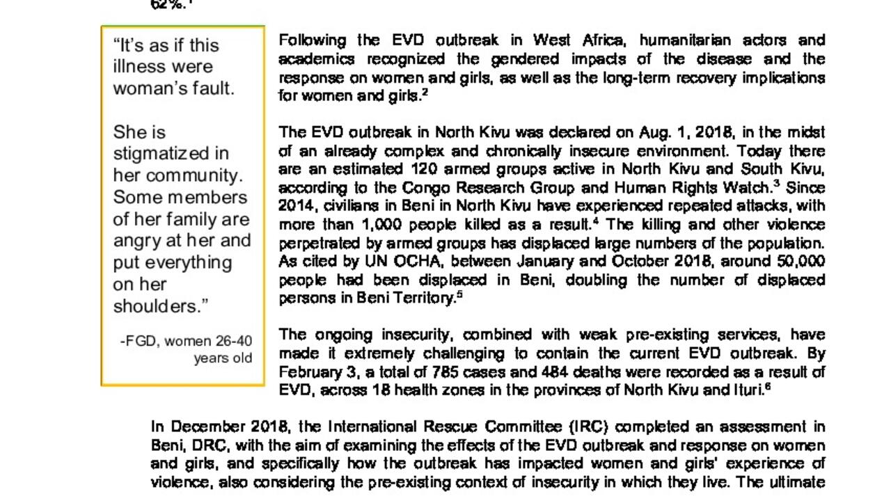 Everything on her shoulders: rapid assessment on gender and violence ...