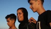 Wahida and her sons in Lesvos.