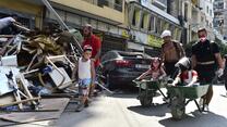 People at damaged site in Beirut