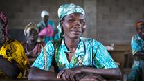 A woman in a classroom in the Central African Republic.