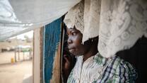 Foni Grace, an women’s rights activist, who is supported by the IRC looks out of her home in Bidi Bidi Camp in Uganda.