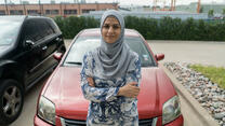 Bothina Matar with her car