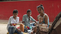 A Venezuelan family living on the street in Bogota, Colombia