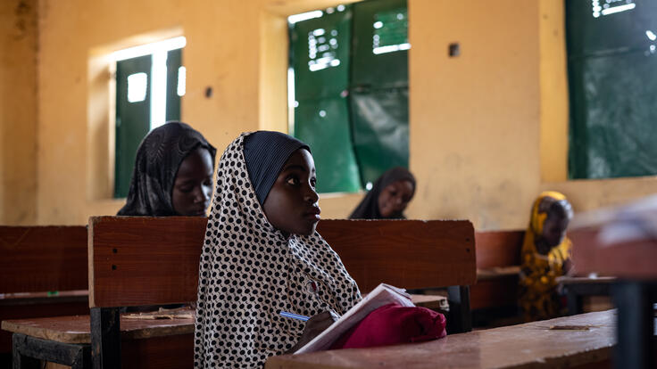 Fatima sitting in classroom