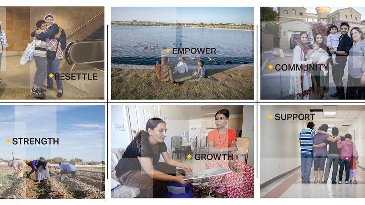 Collage of IRC images representing strength, growth and community.