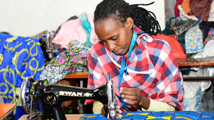 Imaculee works with textiles in Nairobi.