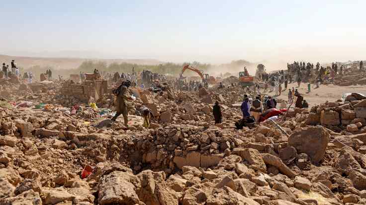 The rubble of a building exemplifies the power of the earthquake that struck near Herat, Afghanistan. 