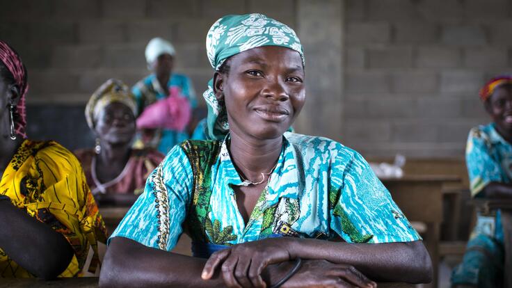 A woman in a classroom in the Central African Republic