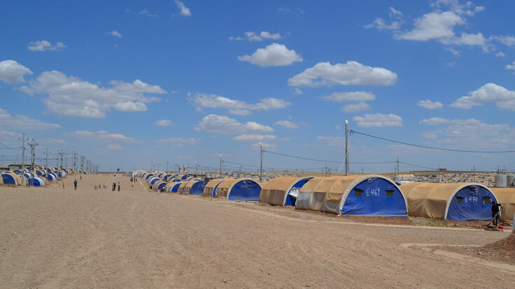 Rows of tents in Nargazilia camp for Iraqis who fled the battle for Mosul