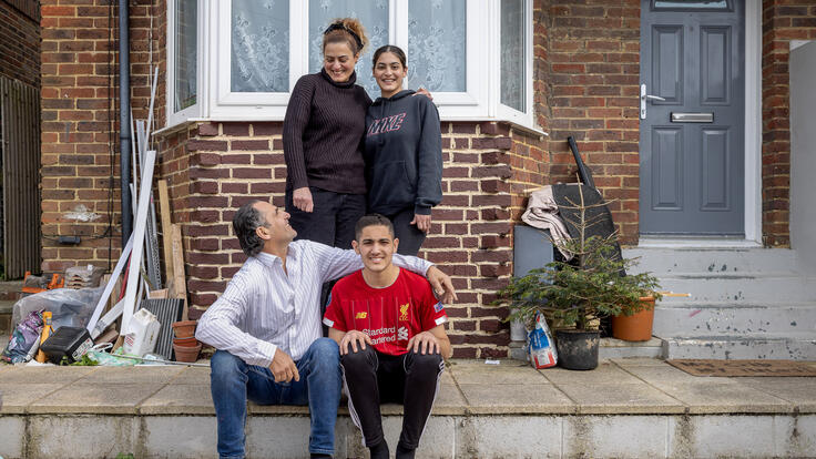 Chadia with her daughter Nour, husband Mazen and son Zain outside their home in Brighton.