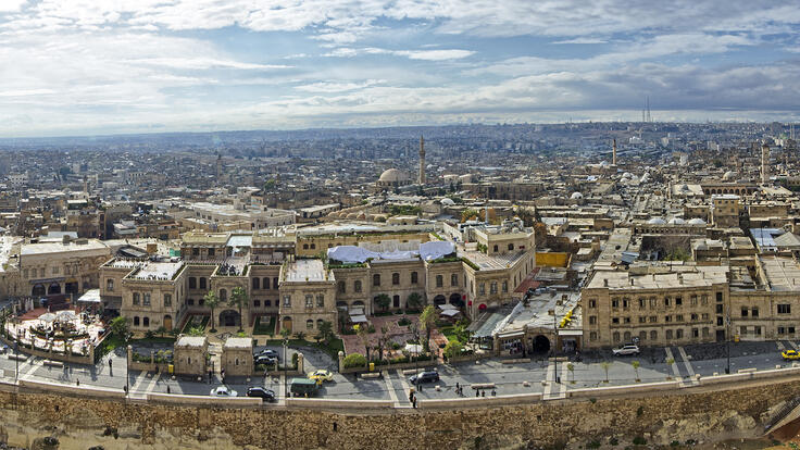 Sprawling cityscape depicting one of the world's oldest inhabited cities.