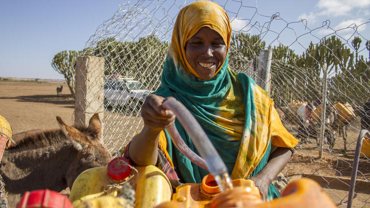 A woman washing fruits.