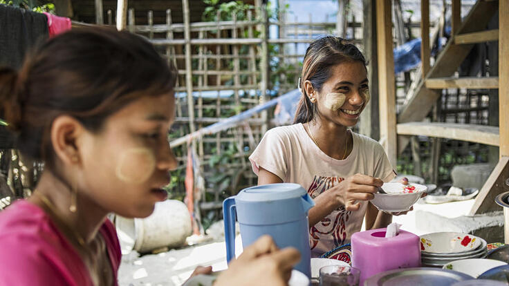 Girls face painting.